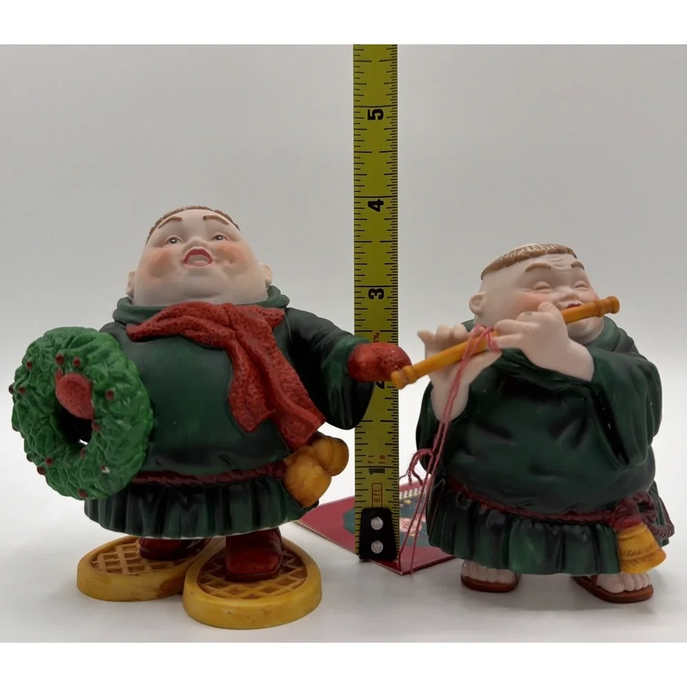 Department 56 Merry Makers Hand Painted Monks. Sigmund Snowshoer & Frederick Flu